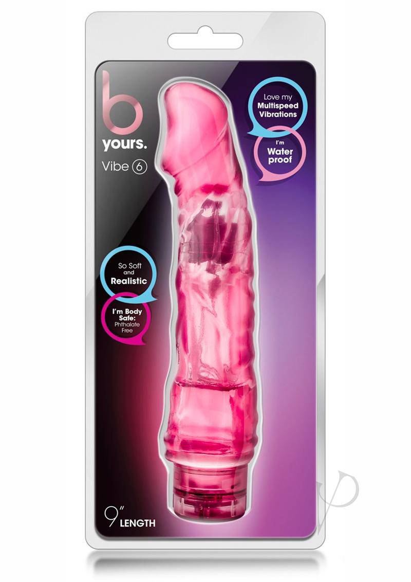 B Yours Vibe 6 Vibrating Dildo 9in - Pink - Chambre Rouge