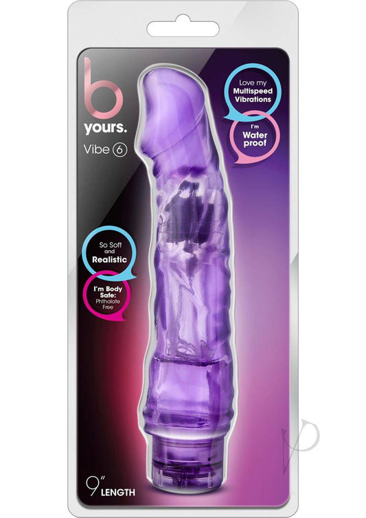 B Yours Vibe 6 Vibrating Dildo 9in - Purple - Chambre Rouge