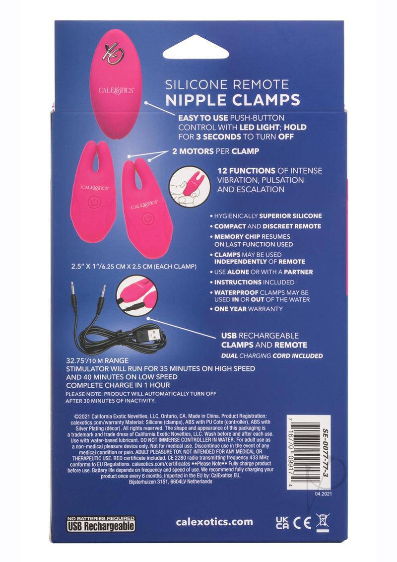 Silicone Remote Nipple Clamps Pink - Chambre Rouge