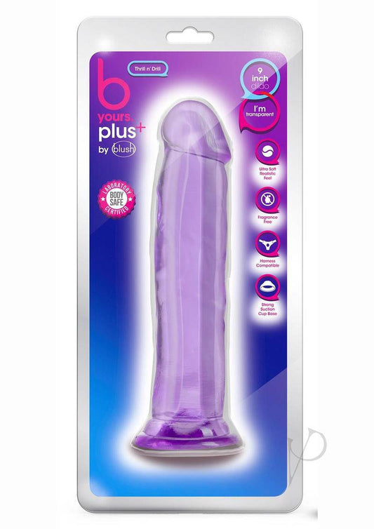 B Yours Plus Thrill n' Drill Realistic Dildo 9in - Purple - Chambre Rouge