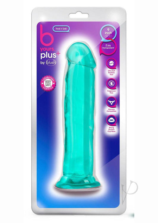 B Yours Plus Thrill n' Drill Realistic Dildo 9in - Teal - Chambre Rouge