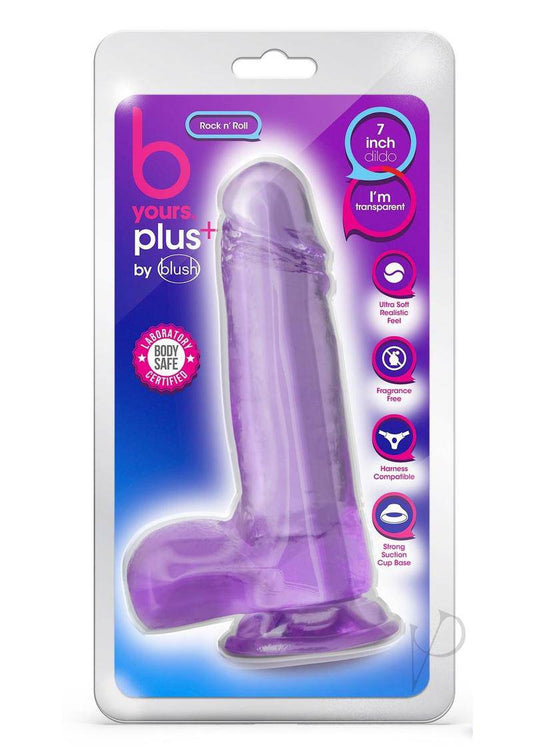 B Yours Plus Rock n' Roll Realistic Dildo with Balls 7.25in - Purple - Chambre Rouge