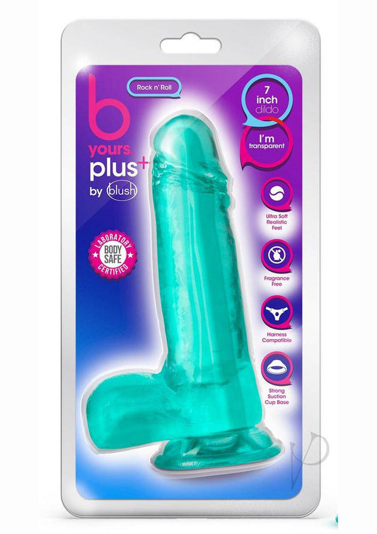 B Yours Plus Rock n' Roll Realistic Dildo with Balls 7.25in - Teal - Chambre Rouge