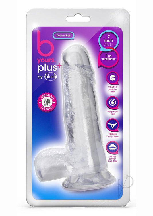 B Yours Plus Rock n' Roll Realistic Dildo with Balls 7.25in - Clear - Chambre Rouge