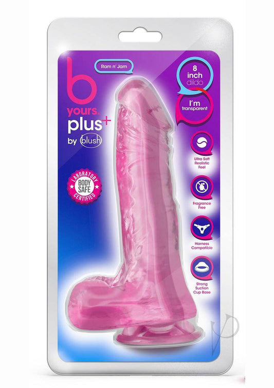 B Yours Plus Ram n' Jam Realistic Dildo with Balls 8in - Pink - Chambre Rouge