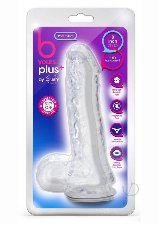 B Yours Plus Ram n' Jam Realistic Dildo with Balls 8in - Clear - Chambre Rouge