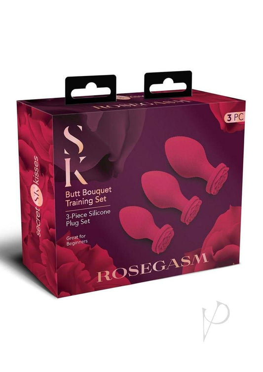 Secret Kisses Rosegasm Butt Bouquet Training Set Silicone Butt Plugs (3 Piece) - Red - Chambre Rouge