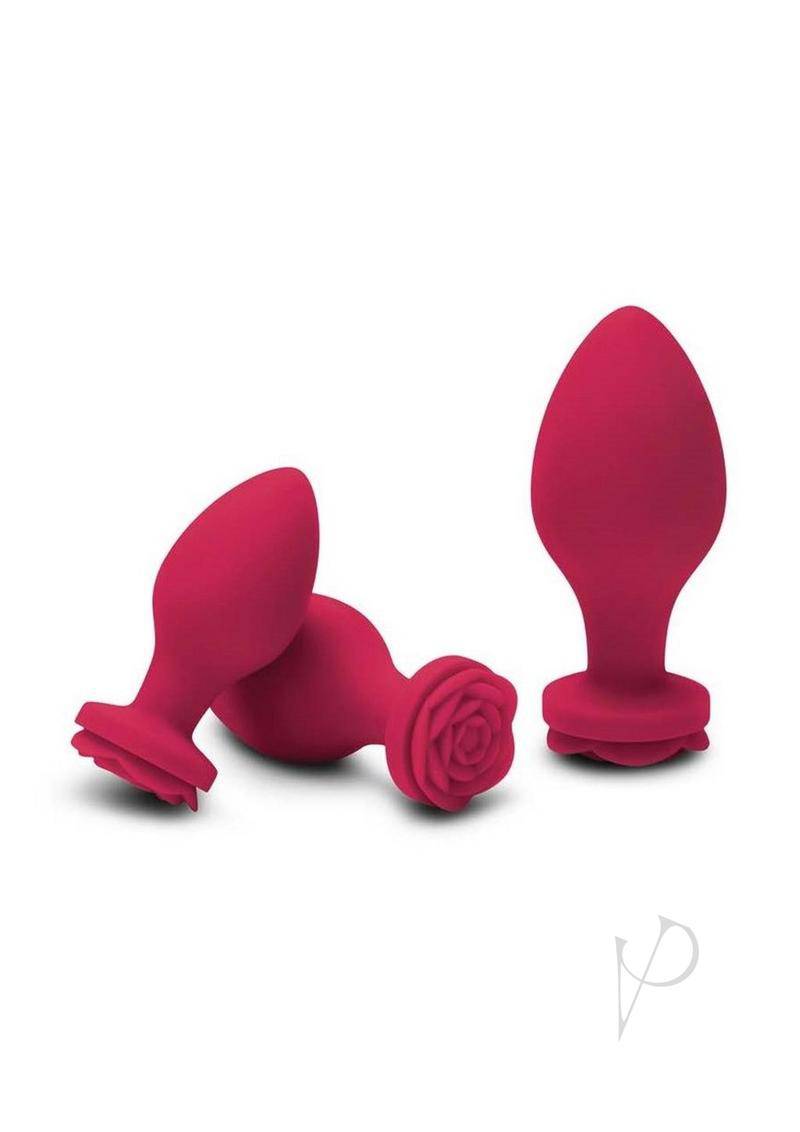 Secret Kisses Rosegasm Butt Bouquet Training Set Silicone Butt Plugs (3 Piece) - Red - Chambre Rouge