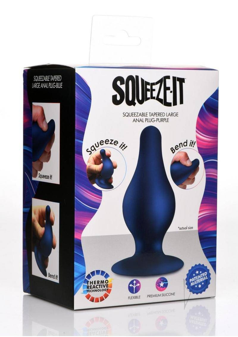 Squeeze-It Squeezable Silicone Tapered Anal Plug - Large - Blue - Chambre Rouge