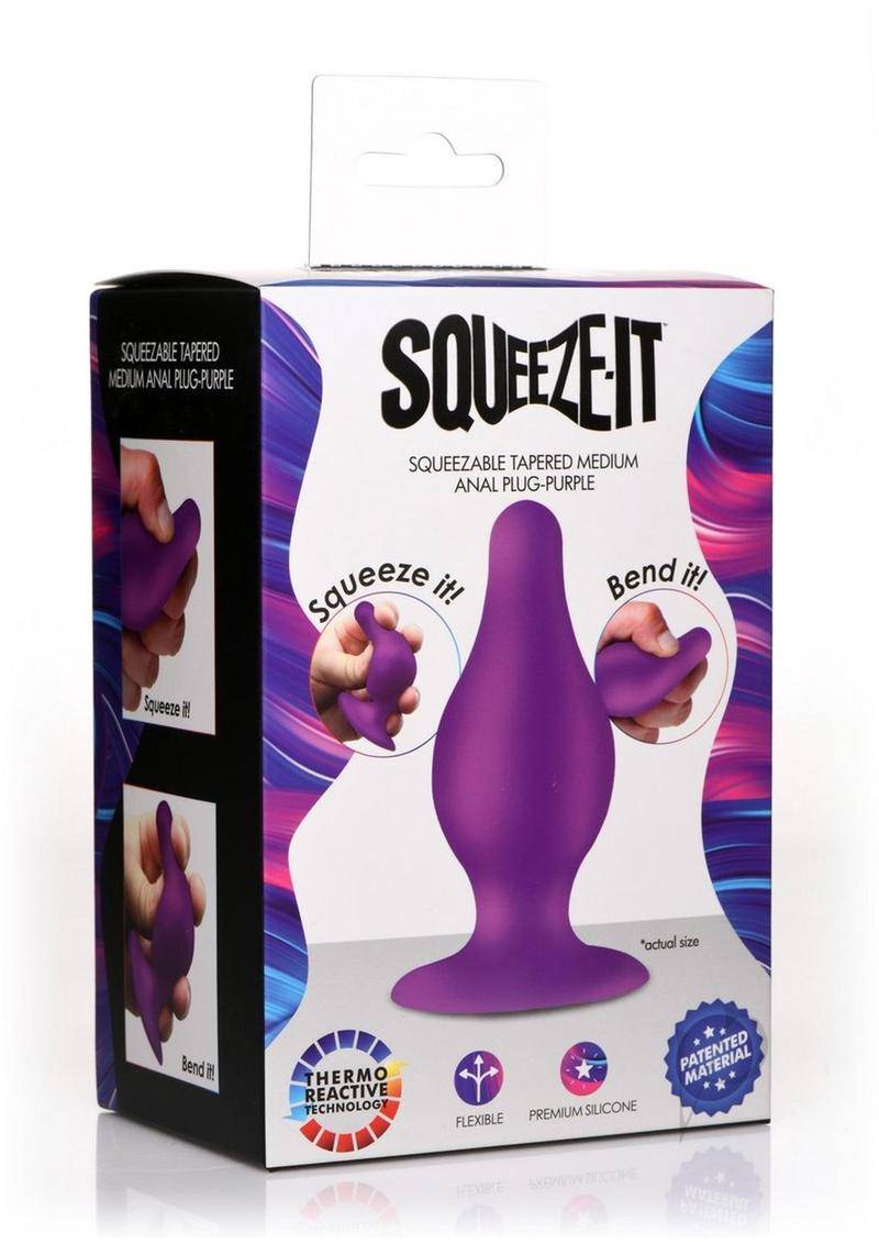 Squeeze-It Squeezable Silicone Tapered Anal Plug - Medium - Purple - Chambre Rouge