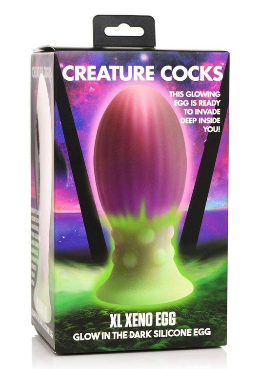 Xeno Egg Glow in the Dark Silicone Egg - XLarge - Pink/Green - Chambre Rouge