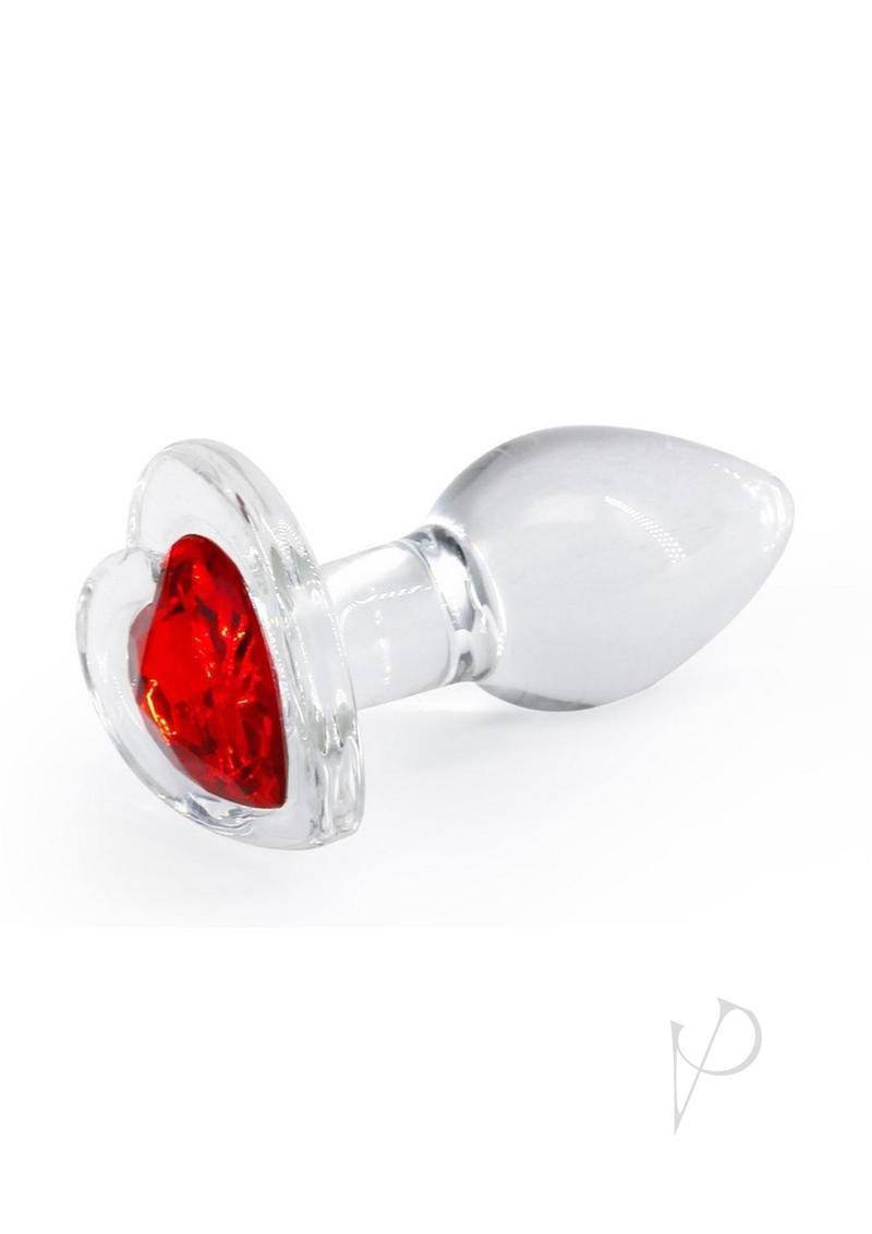 Crystal Desires Red Heart Glass Anal Plugs - Small - Chambre Rouge