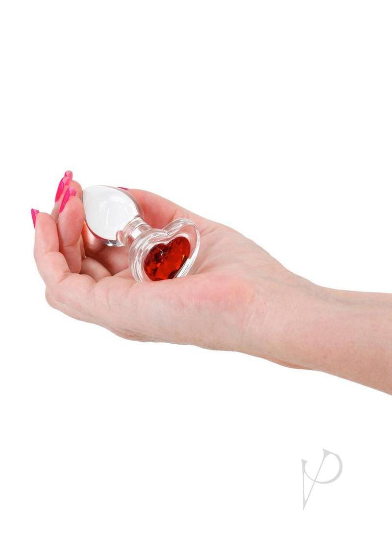 Crystal Desires Red Heart Glass Anal Plugs - Small - Chambre Rouge