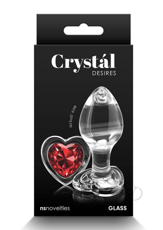 Crystal Desires Red Heart Glass Anal Plugs - Medium - Chambre Rouge