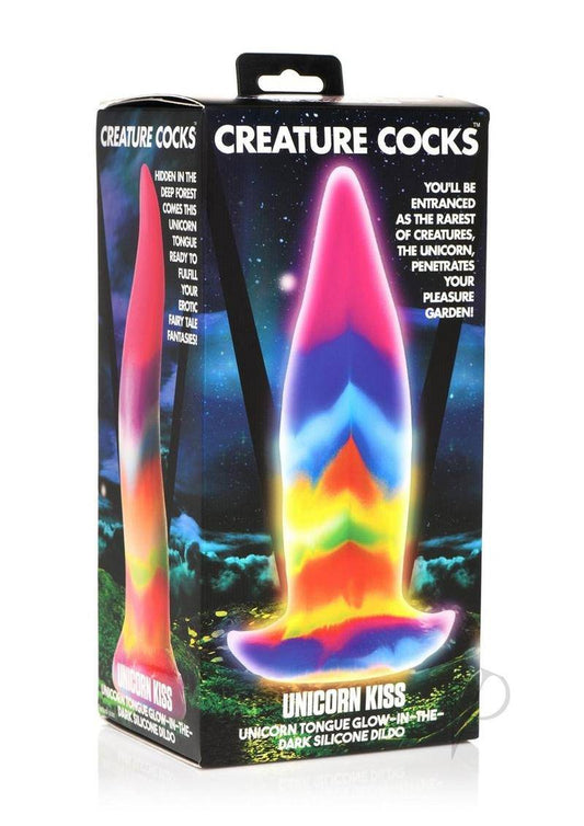 Unicorn Kiss Glow in the Dark Silicone Dildo - Rainbow - Chambre Rouge