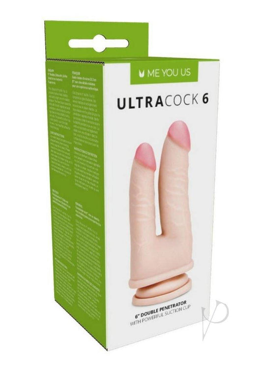 ME YOU US Ultracock 6 Realistic Double Penetration Dildo 6in - Vanilla - Chambre Rouge