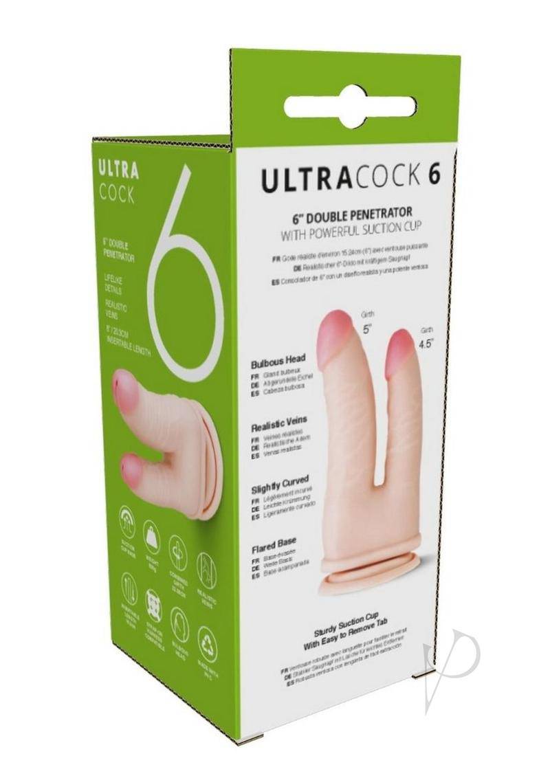 ME YOU US Ultracock 6 Realistic Double Penetration Dildo 6in - Vanilla - Chambre Rouge