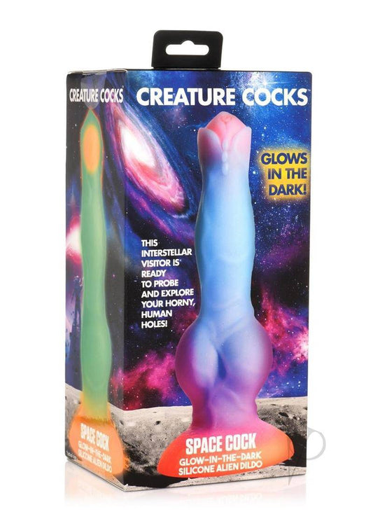 Space Cock Glow in The Dark Silicone Alien Dildo - Orange/Purple/Blue - Chambre Rouge