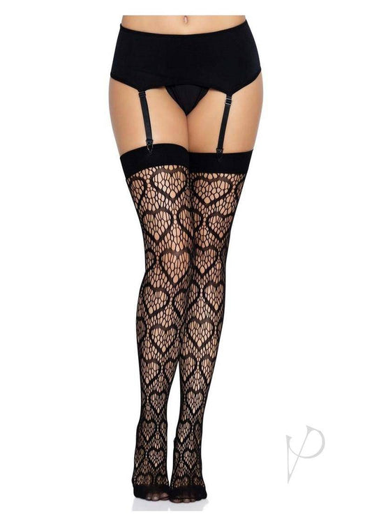 Heart Net Thigh Highs - O/S - Black - Chambre Rouge