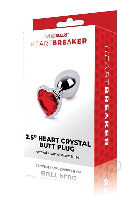 Whipsmart Heartbreaker Metal Butt Plug - Small - Silver/Red - Chambre Rouge