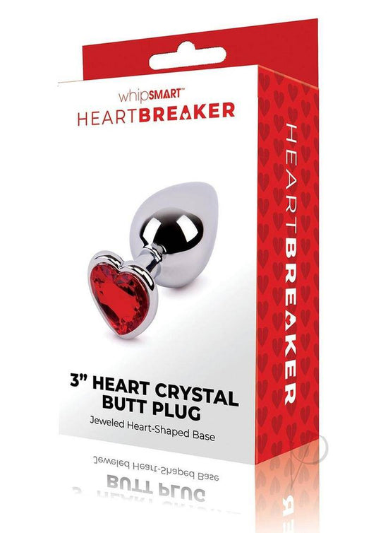 Whipsmart Heartbreaker Metal Butt Plug - Medium - Silver/Red - Chambre Rouge
