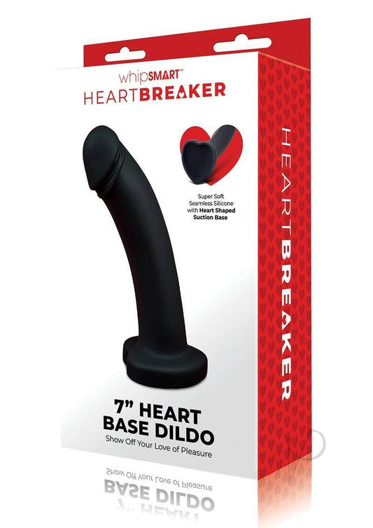 Whipsmart Heartbreaker Silicone Dildo Heart Base 7in - Black - Chambre Rouge