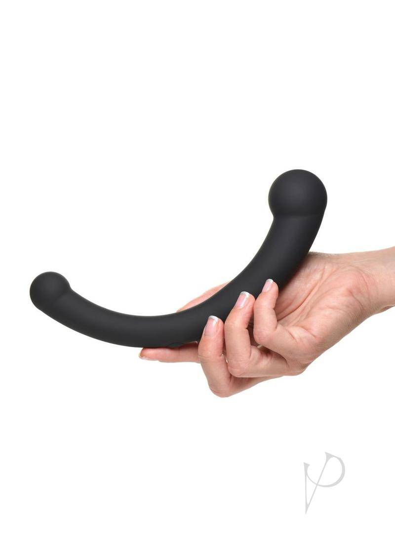 Master Series 10X Vibra-Crescent Rechargeable Silicone Vibrating Dual Ended Dildo - Black - Chambre Rouge