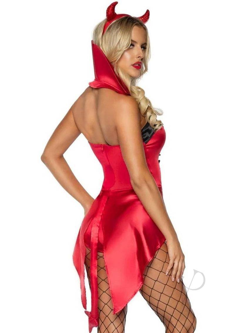 Devilish Darling Tux and Tails Bodysuit  (3 Piece) - Large - Red - Chambre Rouge