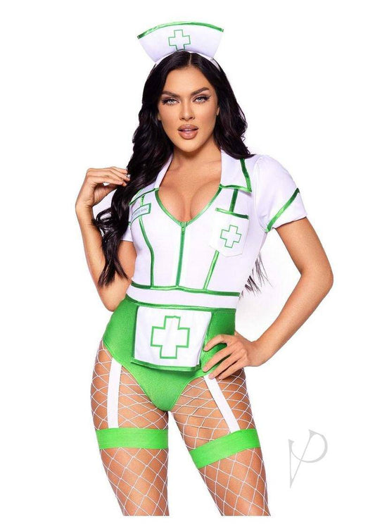 Nurse Feelgood(2 Piece) - Medium - Green/White - Chambre Rouge