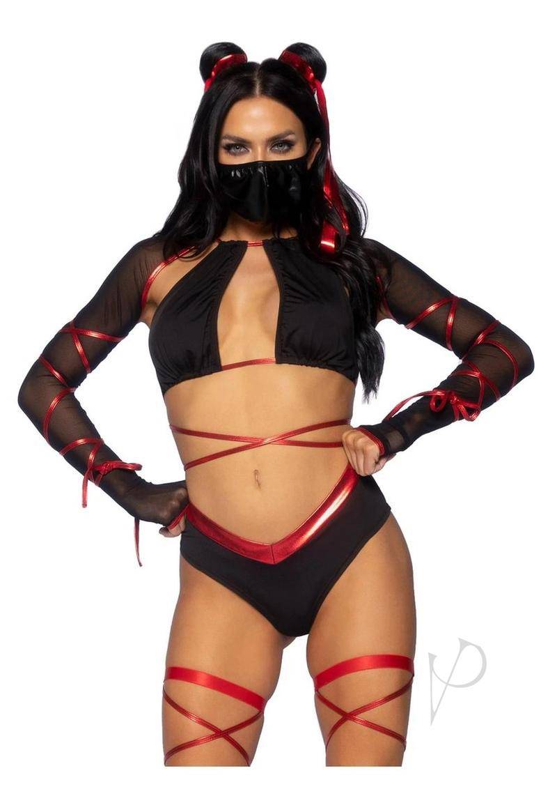 Lethal Ninja (5 Piece) - Large - Black/Red - Chambre Rouge