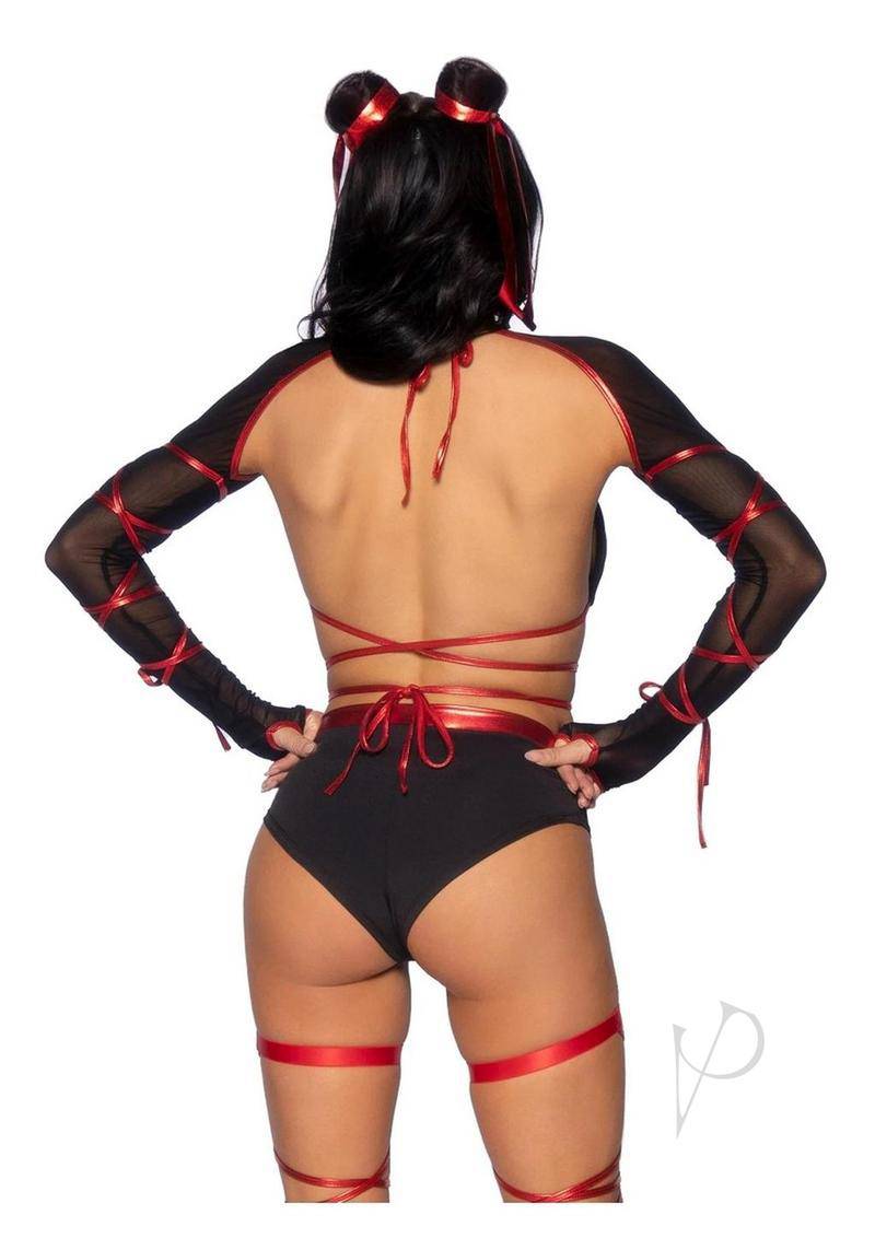 Lethal Ninja (5 Piece) - Large - Black/Red - Chambre Rouge