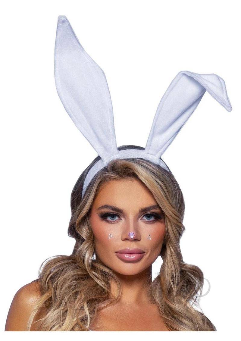 Leg Avenue Bendable Velvet Bunny Ears - O/S - White - Chambre Rouge