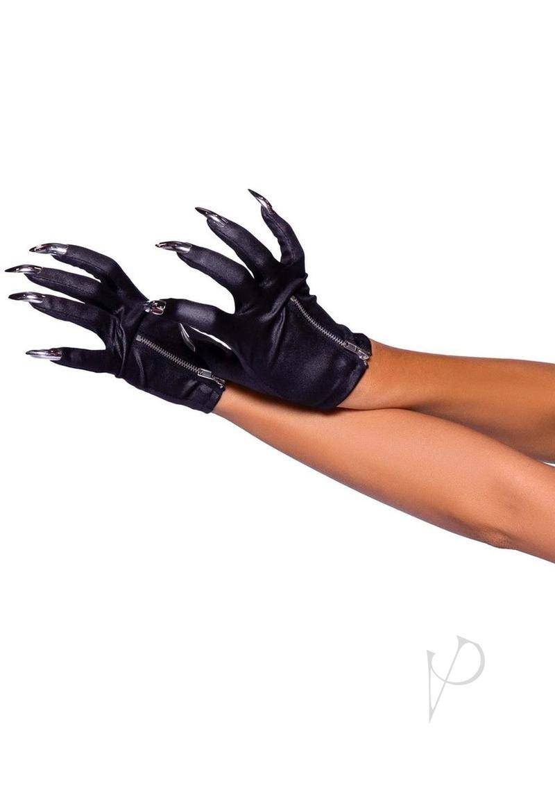 Zip-Up Claws Gloves - O/S - Black - Chambre Rouge