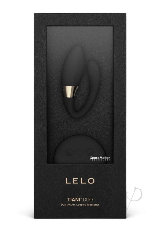 Tiani Duo Silicone Rechargeable Couples Vibrator with Remote Control - Black - Chambre Rouge