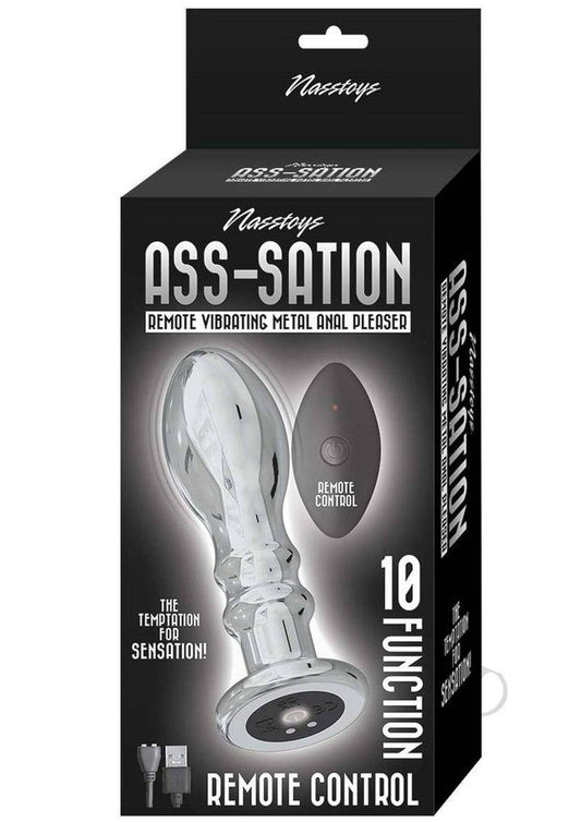 Ass-Sation Remote Control Rechargeable Vibrating Metal Anal Pleaser - Silver - Chambre Rouge