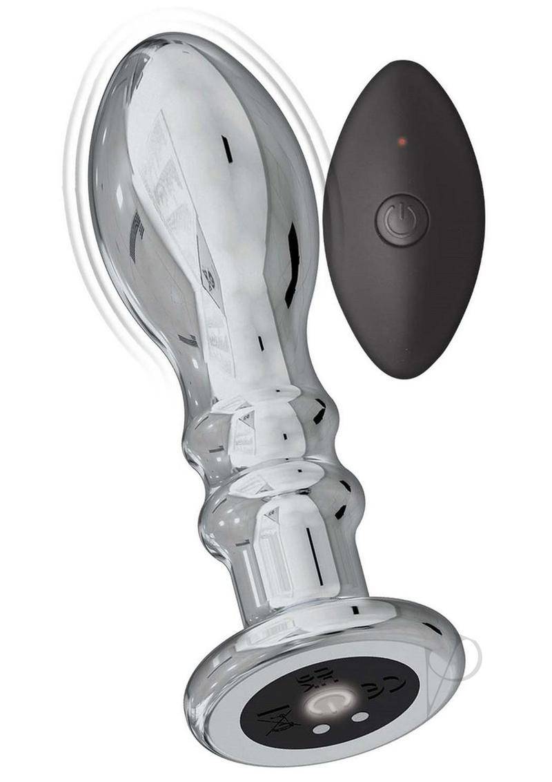 Ass-Sation Remote Control Rechargeable Vibrating Metal Anal Pleaser - Silver - Chambre Rouge