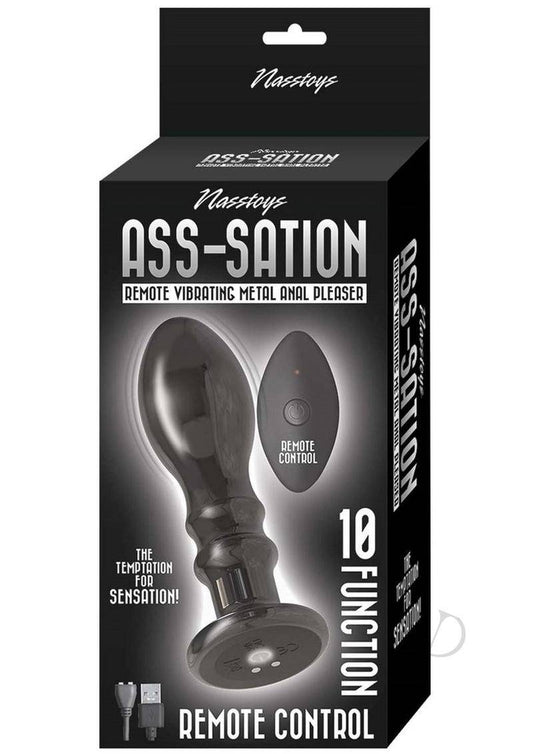 Ass-Sation Remote Control Rechargeable Vibrating Metal Anal Pleaser - Black - Chambre Rouge