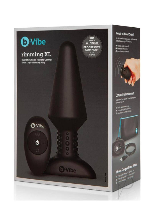 B-Vibe Rimming Plug XL Rechargeable Silicone Anal Plug - Black - Chambre Rouge