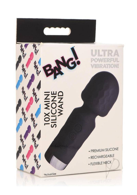 Bang! 10X Mini Silicone Rechargeable Wand - Black - Chambre Rouge