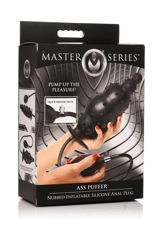 Master Series Ass Puffer Nubbed Inflatable Silicone Anal Plug - Black - Chambre Rouge