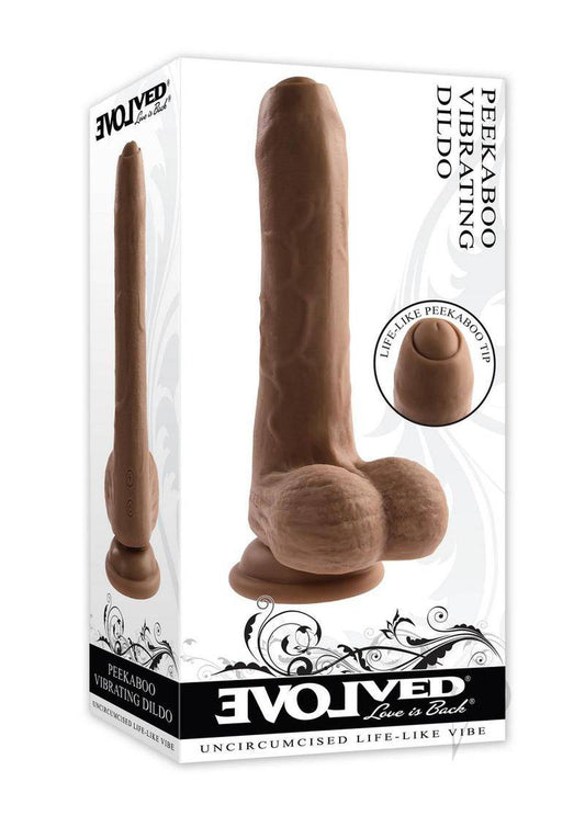 Peek A Boo Vibrating Rechargeable Silicone Dildo - Chocolate - Chambre Rouge