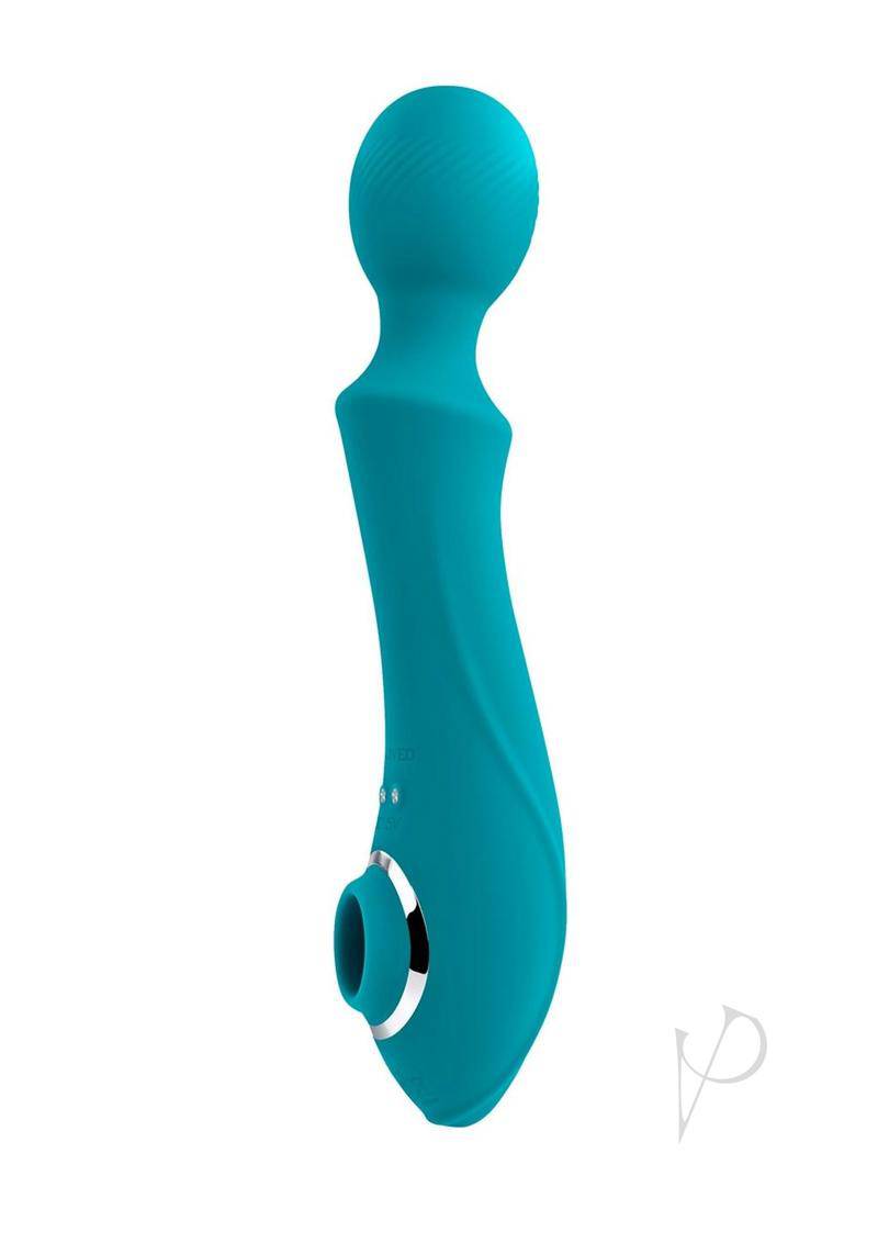 Wanderful Sucker Rechargeable Silicone Bodywand and Clitoral Stimulator - Teal - Chambre Rouge
