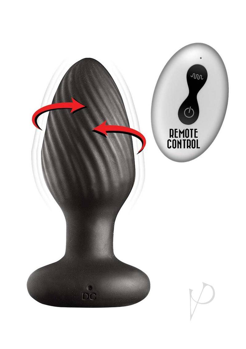 Ass-Sation Remote Vibrating & Rotating Rechargeable Silicone Anal Plug - Black - Chambre Rouge