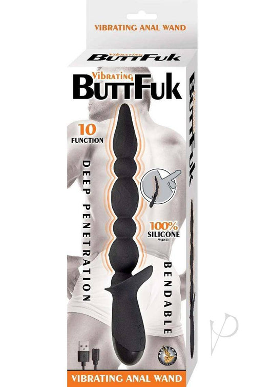 Vibrating Buttfuk Rechargeable Silicone Anal Wand - Black - Chambre Rouge