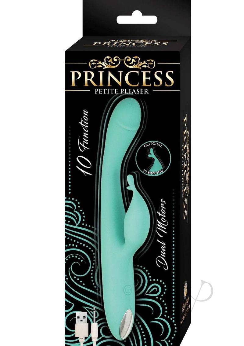 Princess Petite Pleasure Silicone Rechargeable Dual Stimulating Vibrator - Aqua - Chambre Rouge