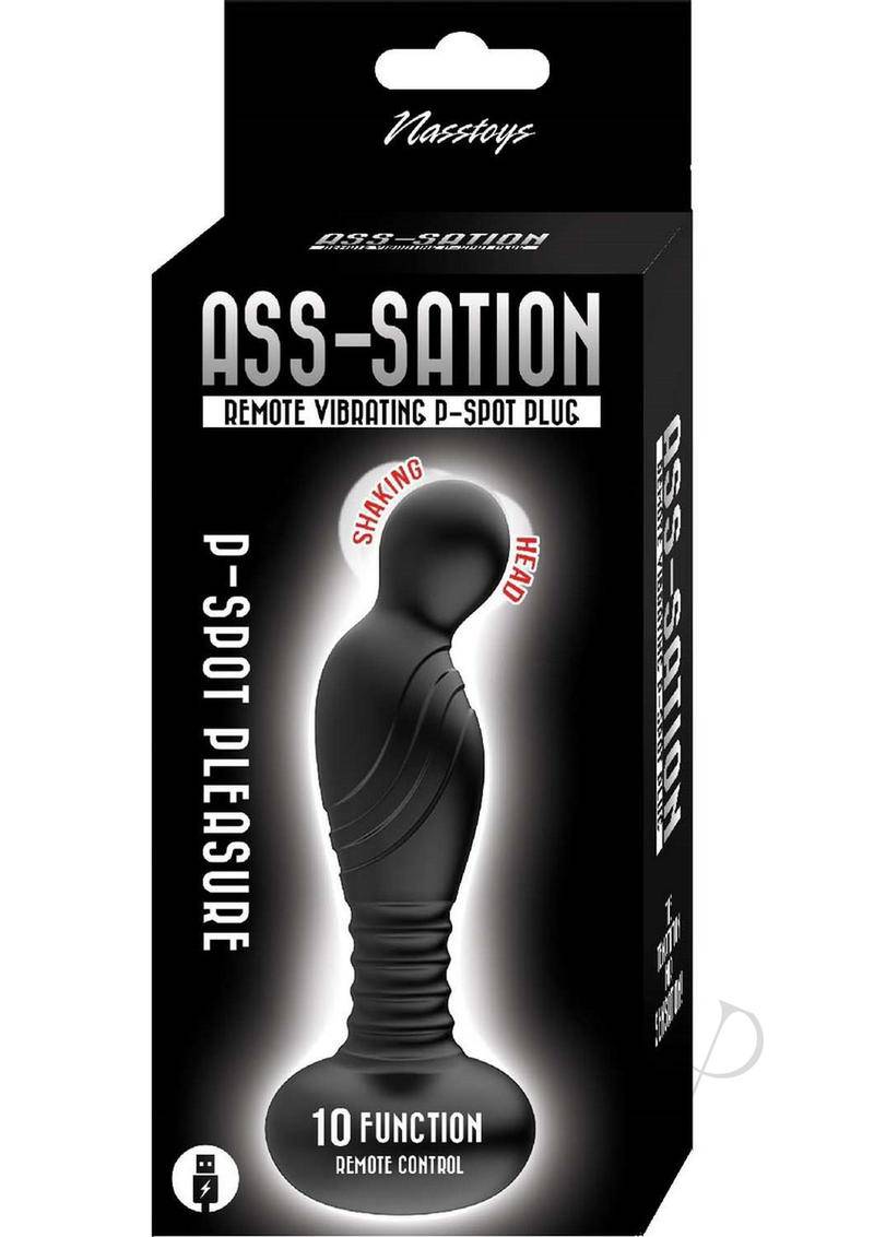 Ass-Sation Remote Vibrating Rechargeable Silicone P-Spot Plug - Black - Chambre Rouge