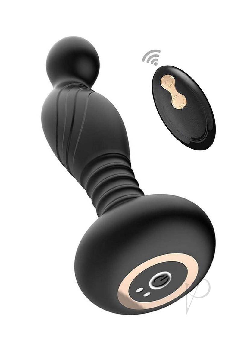 Ass-Sation Remote Vibrating Rechargeable Silicone P-Spot Plug - Black - Chambre Rouge