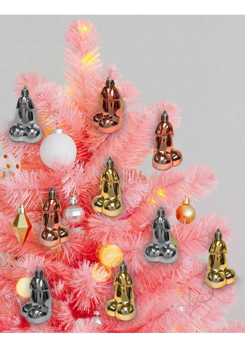 Glitterati Metallic Penis Ornaments (8 Pack) - Gold/Silver/Rose Gold - Chambre Rouge