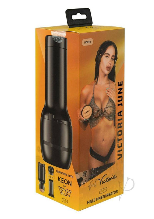 Feel Victoria June Interactive Masturbator - Mouth - Black/Vanilla - Chambre Rouge