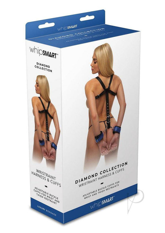 WhipSmart Diamond Wristraint Harness with Cuffs - Blue - Chambre Rouge